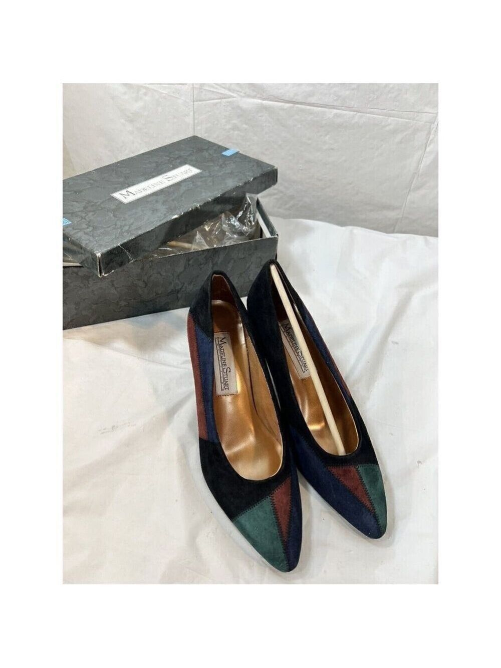Madeline Stuart Janice pump suede patchwork multicolor black size 7 new